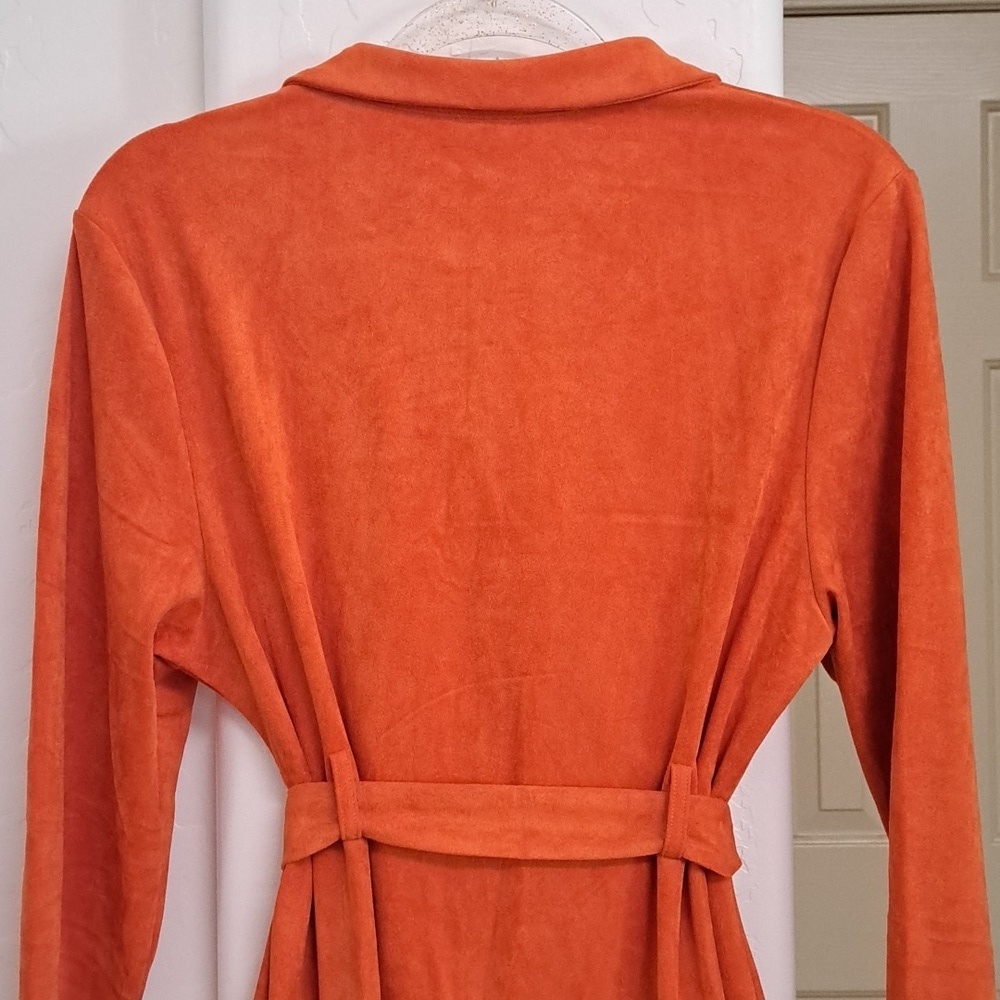 Shein Sxy Belted Zip-Up Dress Flap Detail Orange Size 2X - Picture 11 of 12